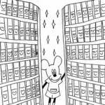 Mickey Mouse’s Magical Bookshop Adventure Coloring Page