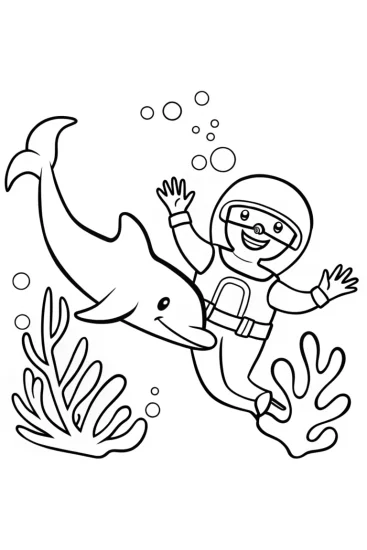 A coloring page of Blippi’s Adventure in a Magical Underwater World