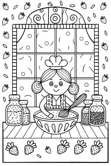 A coloring page of Strawberry Shortcake’s Secret Recipe Coloring Page