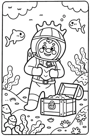 A coloring page of Bowser’s Underwater Adventure Coloring Page
