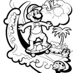 Luigi’s Super Silly Surfing Adventure Coloring Page