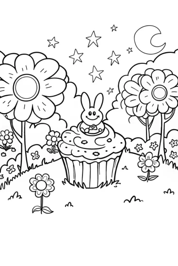A coloring page of Cupcake Chic’s Magical Garden Adventure Coloring Page