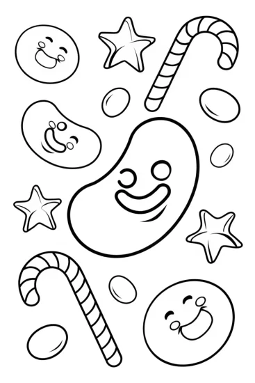 A coloring page of Joyful Juggling Jellybean Coloring Page