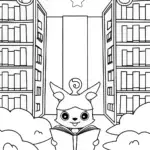 Kuromi’s Enchanted Library Adventure Coloring Page