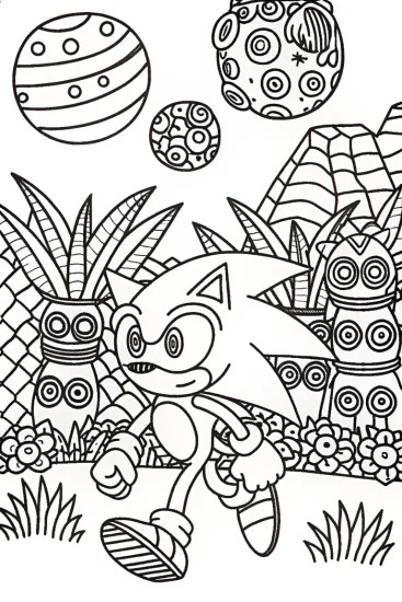 A coloring page of Sonic’s Galactic Adventure Coloring Page