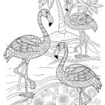 Flamingo Fitness Fun Coloring Page