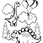 Dinosaur Balloon Festival Coloring Page