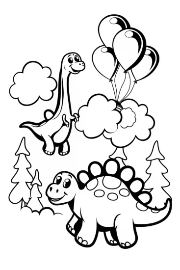 A coloring page of Dinosaur Balloon Festival Coloring Page