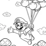 Mario’s Balloon Adventure Coloring Page