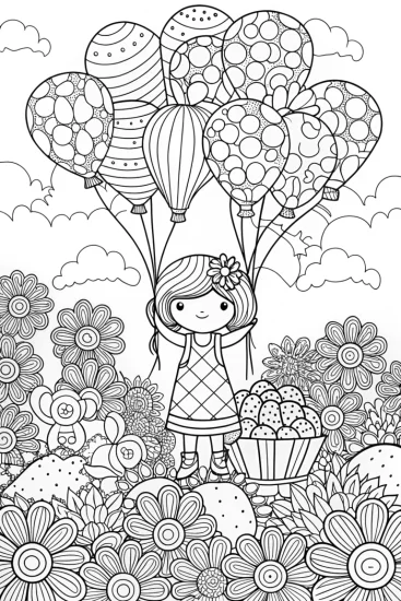 A coloring page of Strawberry Shortcake’s Berry Balloon Festival Coloring Page