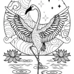 Flamingo Ballet in the Moonlight Coloring Page