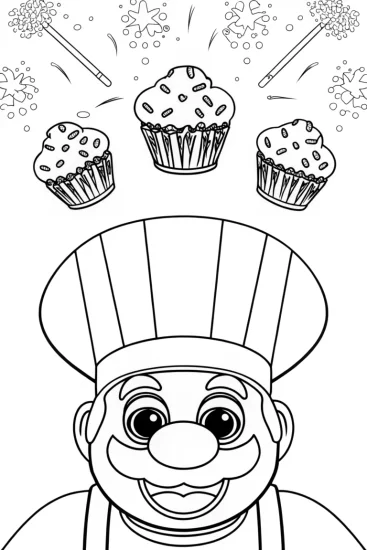 A coloring page of Bowser’s Bizarre Bakery Coloring Page