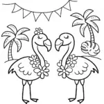 Flamingo Festival in the Enchanted Lagoon Coloring Page