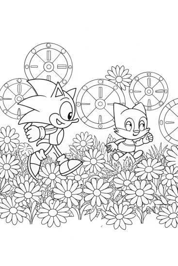 A coloring page of Sonic’s Garden Race Against Time Coloring Page
