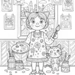 Gabby’s Creative Cat Art Studio Coloring Page