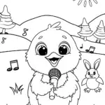 Chick’s Musical Meadow Jam Coloring Page