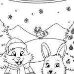 Christmas Critter Carolers Coloring Page