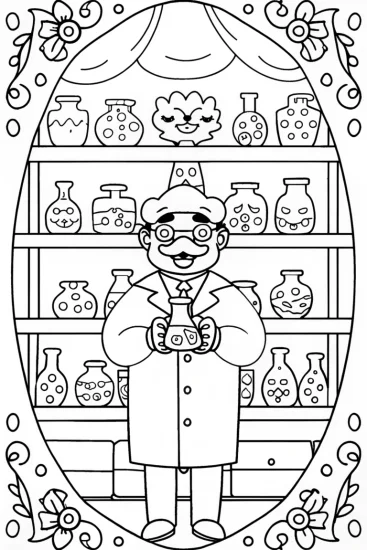 A coloring page of Mario’s Magical Potion Lab Coloring Page