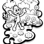 Huggy Wuggy’s Puzzle Garden Adventure Coloring Page