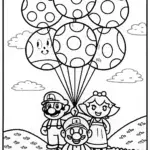 Mario’s Whimsical Balloon Adventure Coloring Page