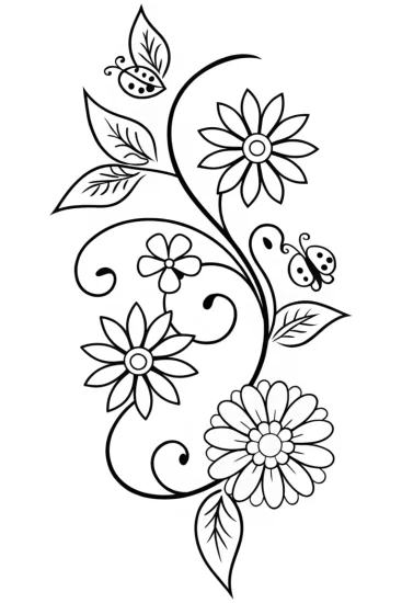 A coloring page of The Enchanted Flower Spiral Coloring Page
