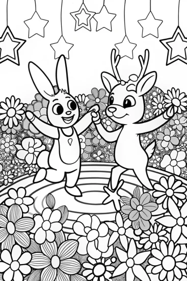 A coloring page of The Enchanted Spring Dance Coloring Page