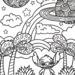 Stitch’s Galactic Gardening Adventure Coloring Page