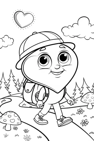 A coloring page of Heartfelt Journey Coloring Page