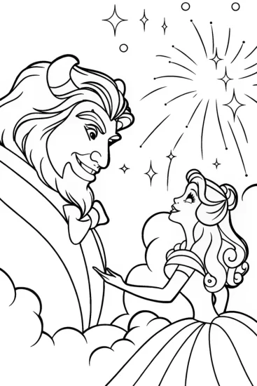 A coloring page of The Beast’s Transformation Coloring Page