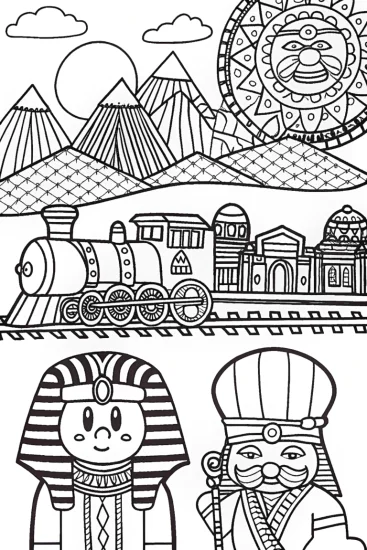 A coloring page of Kirby’s Time-Traveling Adventure Coloring Page