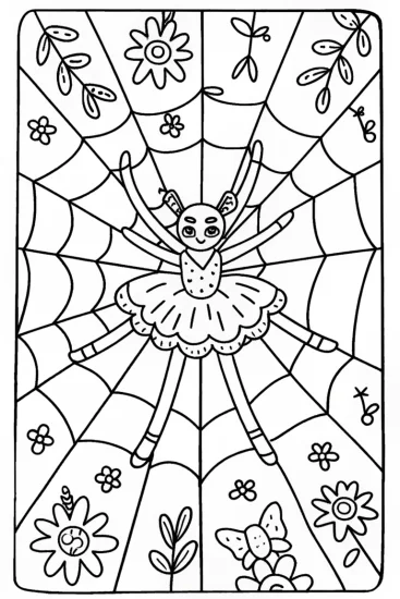 A coloring page of Spider Ballet Coloring Page