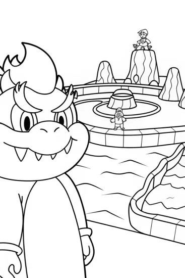 A coloring page of Bowser’s Sneaky Lava Trap Coloring Page
