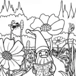 Gnome Garden Quest Coloring Page