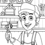 Luigi the Inventor in His Whimsical Workshop Coloring Page
