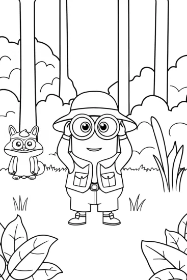 A coloring page of Minion the Nature Explorer Coloring Page