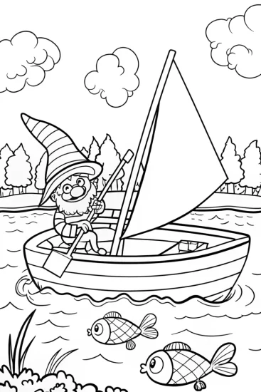 A coloring page of Gnome Island Adventure Coloring Page