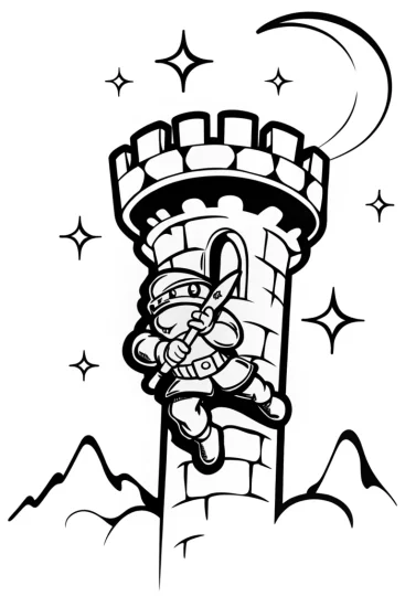 A coloring page of Ninja Starry Night Climb Coloring Page