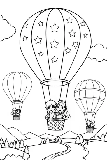 A coloring page of Rainbow High Balloon Festival Coloring Page
