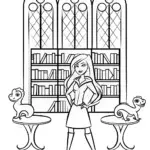 Barbie’s magical castle library coloring page
