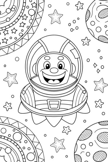A coloring page of Creeper’s Cosmic Adventure Coloring Page