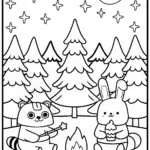 Pompompurin’s Cozy Campfire Night Coloring Page