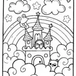 Rainbow Friends in the Cloud Castle Coloring Page