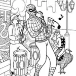 Miles Morales and the Music of the City Coloring Page