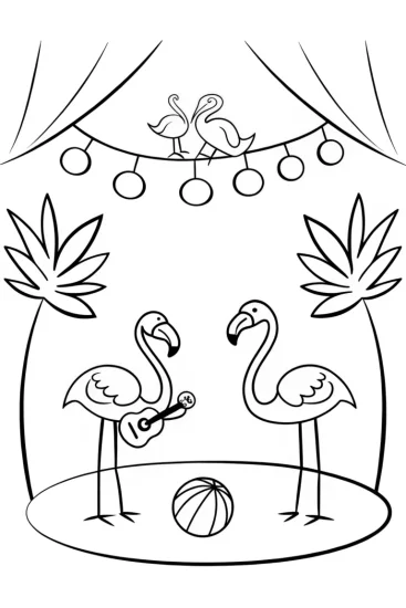 A coloring page of Flamingo Festival of Talents Coloring Page