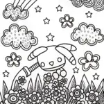 Cinnamoroll’s Dreamy Starry Garden Coloring Page