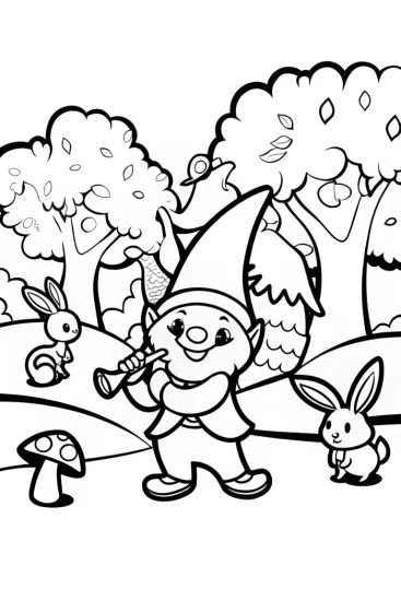 A coloring page of Gnome’s Magical Music Festival Coloring Page