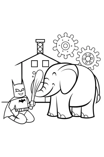 A coloring page of Batman and the Mechanical Menagerie Coloring Page