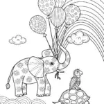 Rainbow Safari Adventure Coloring Page