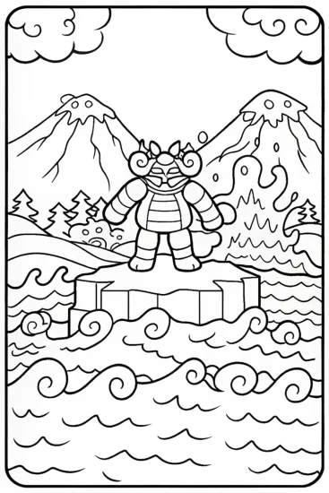 A coloring page of The Legendary Dance of the Elements Coloring Page