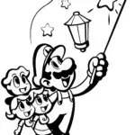Luigi’s Magical Shadow Play Coloring Page